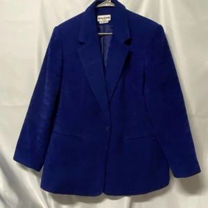 Joan Leslie Woman Blazer Jacket Blue Fully Lined Lightly Padded Shoulders 16W
